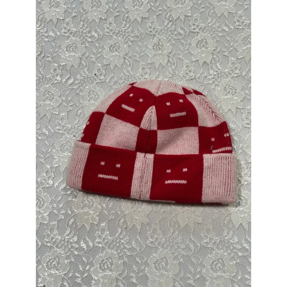 Acne Studios Kids Checkered Wool Beanie Hat 4-6 Gorpcore Streetwear Luxury